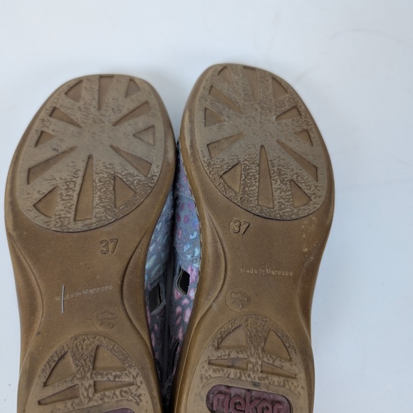 Rieker Leather Flats Slip On Pastel Square Toe Comfortable Anti Stress - Picture 6 of 7